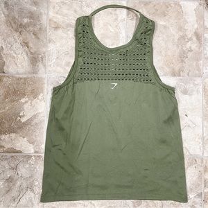 Gymshark Energy+ Seamless Lose Vest - Dark Green (Size: S)
